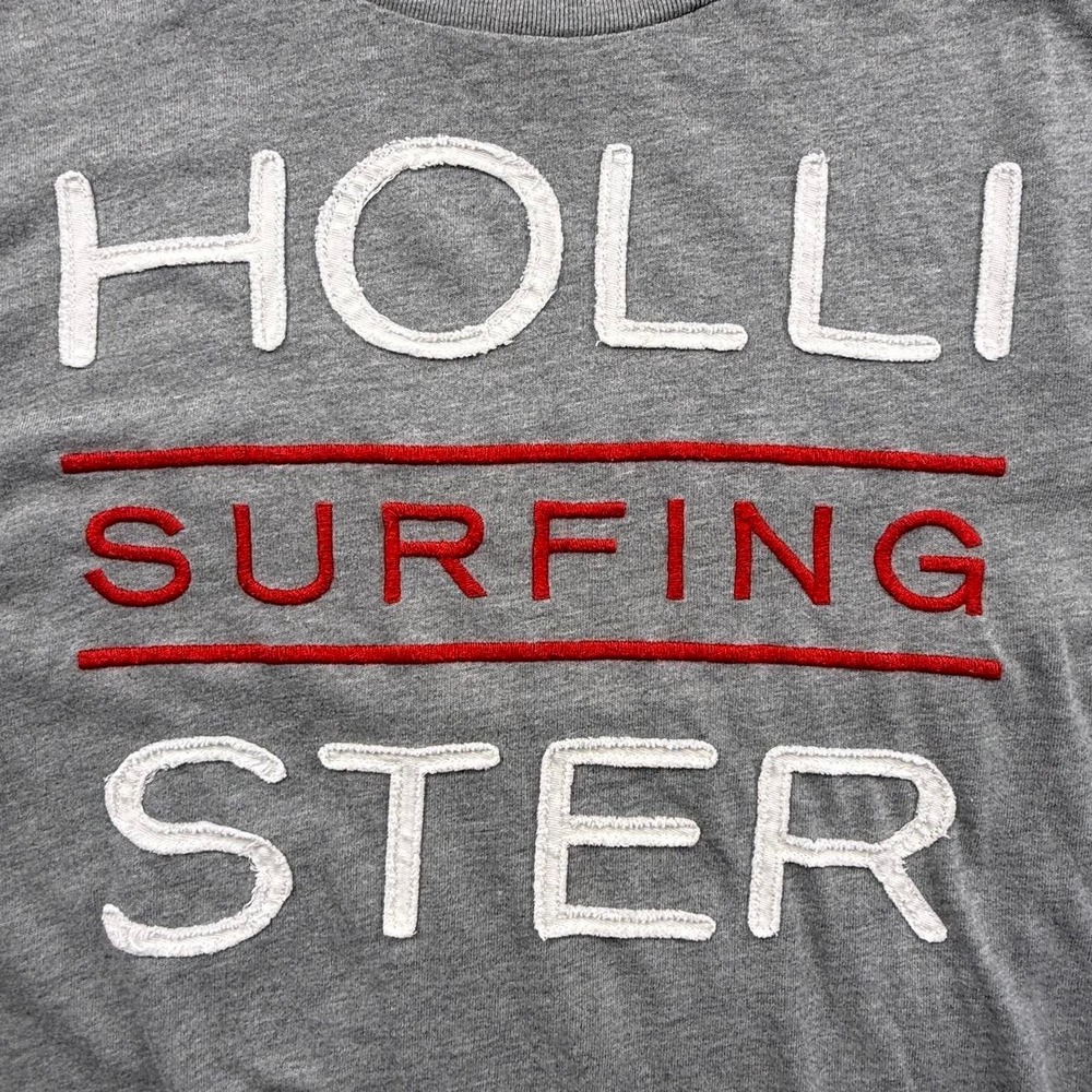 Vintage Y2K Hollister Multi Layer Embroidered Long Sleeve Surfing Tee Grey M - Picture 2 of 7